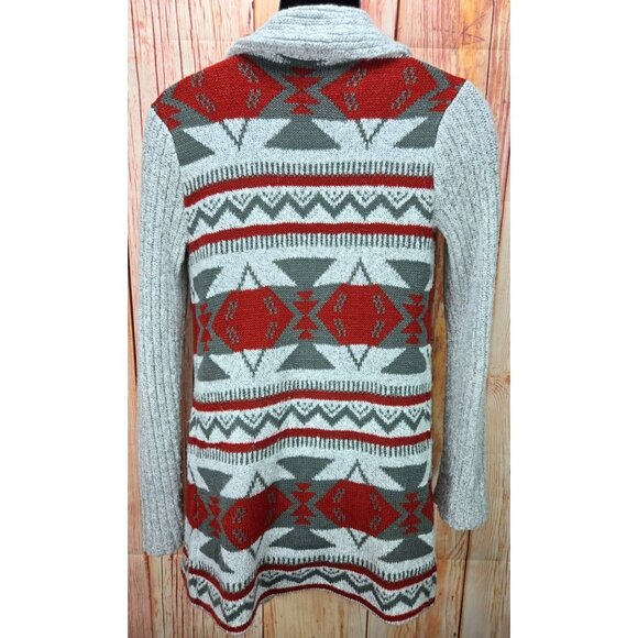 Cupcakes & Cashmere Womens Sweater Small Tribal Pattern Open Front Cardigan - Picture 2 of 7